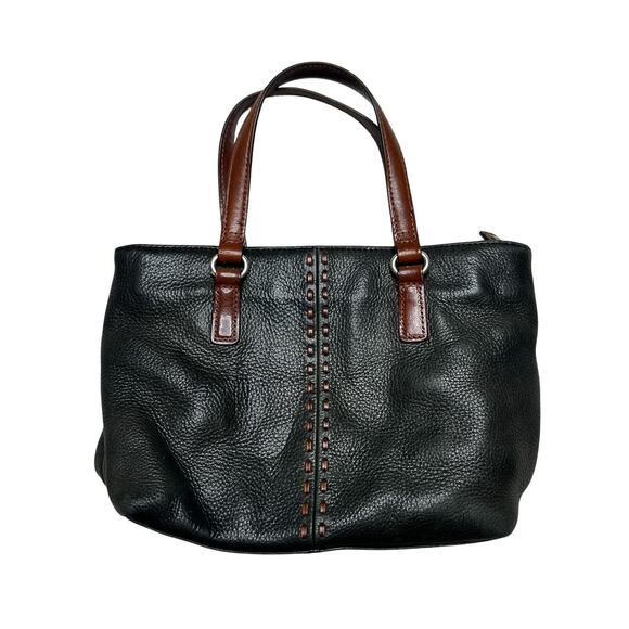 Fossil Vintage Y2K Pebbled Leather Hand Bag Purse Black Accent Stitching McBling - Picture 1 of 7